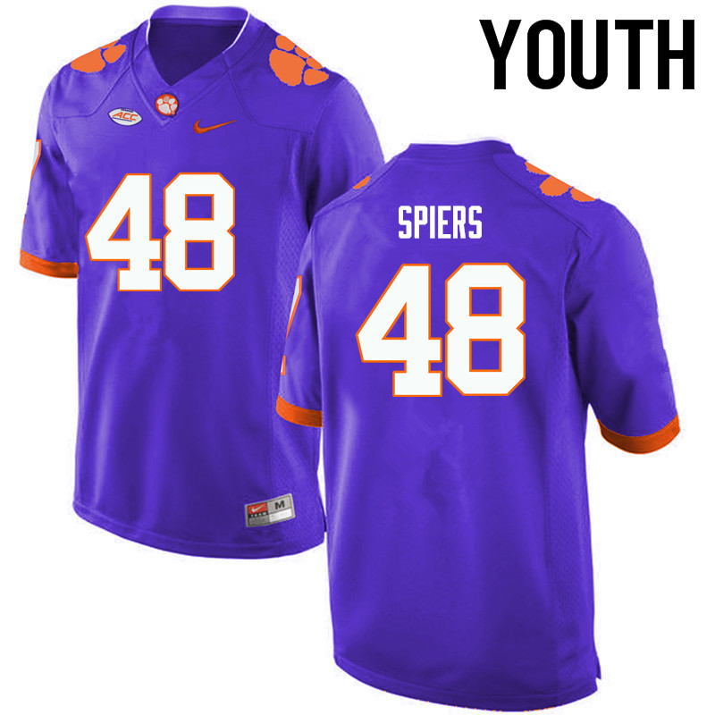 Youth Clemson Tigers #48 Will Spiers College Football Jerseys-Purple